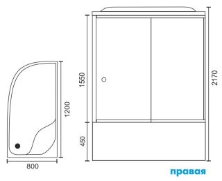 Душевая кабина Royal Bath BK правая стекло прозрачное 120x80см RB8120BK1-T-R